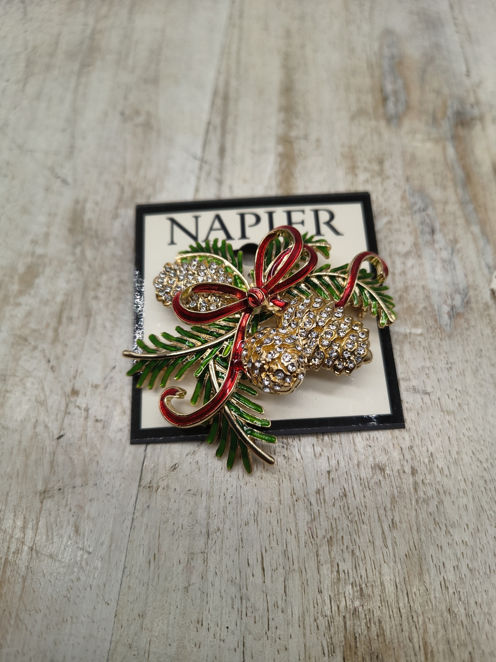 Napier Christmas Pinecones Bow Pin